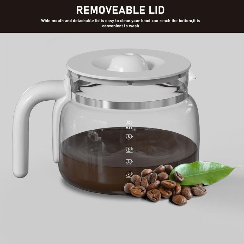 DCGC01 10-Cups Replacement Glass Carafe Pot Compatible with Smeg DCGC01