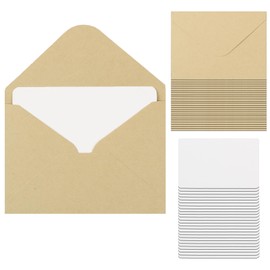Pack of 25 Kraft Paper Envelopes with 25 Sheets of Blank Cards for Self-Design, Mini Kraft Paper Envelopes, Blank Cards, for Gift Cards, DIY Thank You Cards
