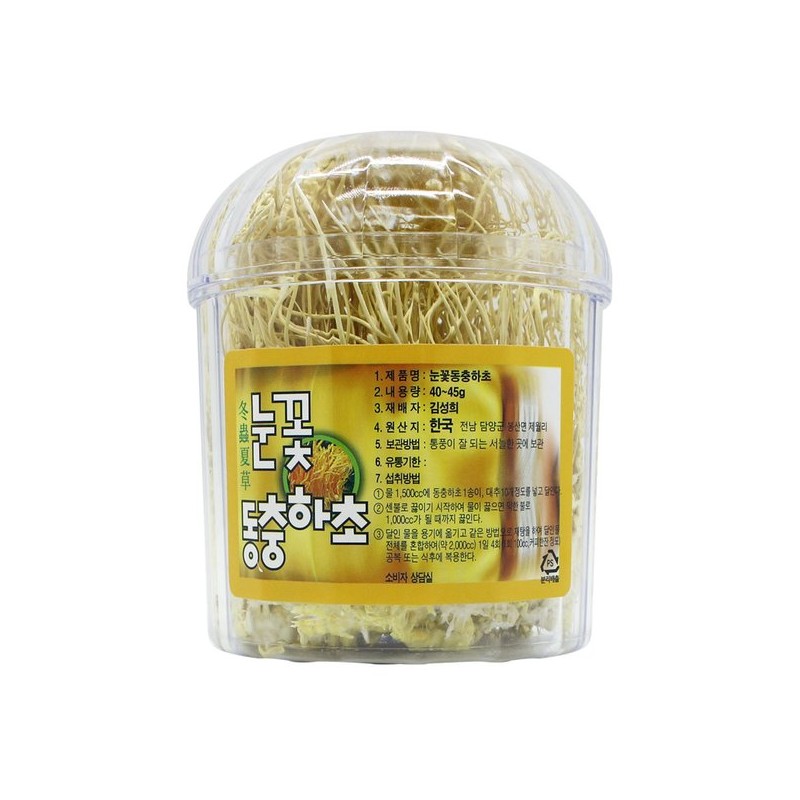 눈꽃 동충하초 국내산 A급 자포니카균 1통 (40~45g) Snowflake Cordyceps Domestic