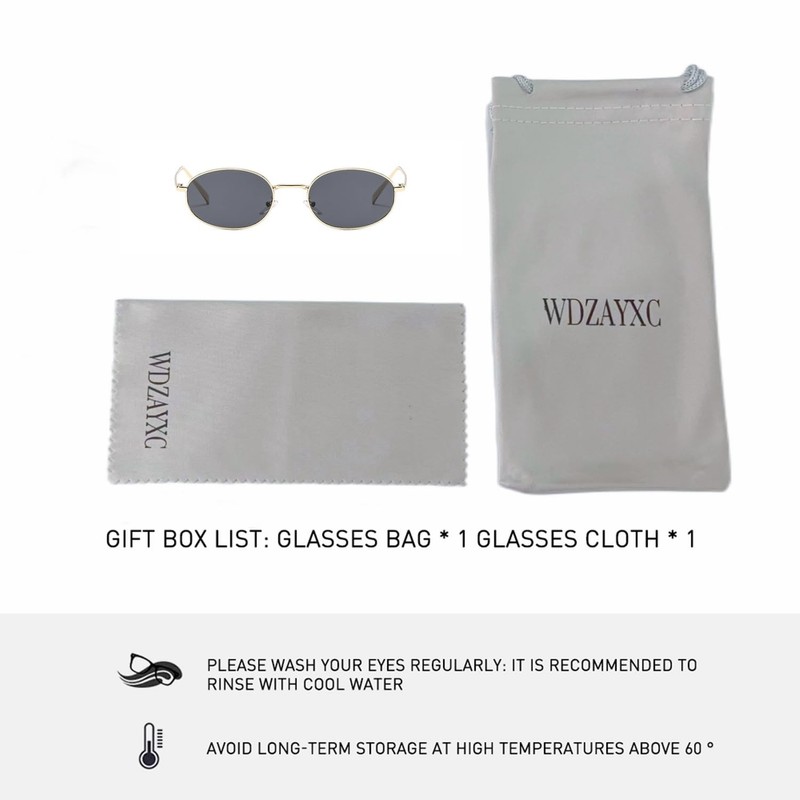 WDZAYXC Retro Oval Sunglasses for Men and Women, Gold/Grey