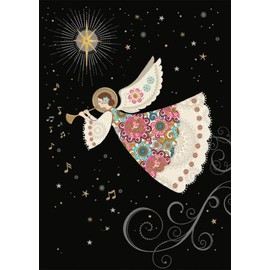 Bug Art Christmas Cards Pack of 8 - Angel and Horn Embossed with Foil Details - Eco-Friendly & Recyclable