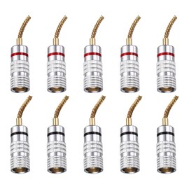 MECCANIXITY 6 Pcs Flex Pin Banana Plugs, 8.5mm (5/16") Banana Plug Jack Socket, 2mm Gold Plated Banana Plugs for Spring Loaded Terminals, Speaker Wire, Glossy