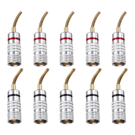 MECCANIXITY 6 Pcs Flex Pin Banana Plugs, 8.5mm (5/16") Banana Plug Jack Socket, 2mm Gold Plated Banana Plugs for Spring Loaded Terminals, Speaker Wire, Glossy
