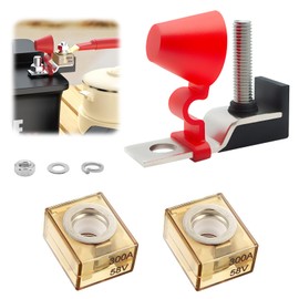 Battery Terminal Fuse Block Kit,MRBF Terminal Fuse Block with 2x300A 58V Fuses,Marine Rated Battery Fuse for Boat Truck RV