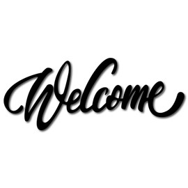 CREATCABIN Welcome Wood Letters Sign Unfinished Cutouts Wooden Wall Art Decoration Black Wall Sculpture Hanging Decor for Home Porch Wedding Party Classroom Farmhouse 11.9 x 4.7 Inch