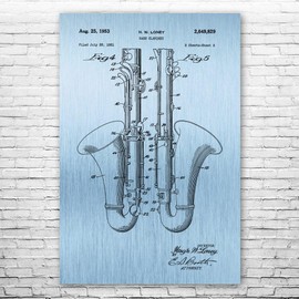 Bass Clarinet Poster Print, Music Teacher, Musician Gift, Music Class Decor, Band Director Gift, Jazz Club Art Blue Steel (8 inch x 10 inch)