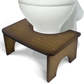 Bamboo Toilet Stool, 7" Toilet Stool Squat Adult, Non-Slip Poop Stool for Bathroom, Portable Squat Toilet Pooping Stool for Kids, Easy of Use and Clean - Improve Squatting Posture and Comfort (Brown)