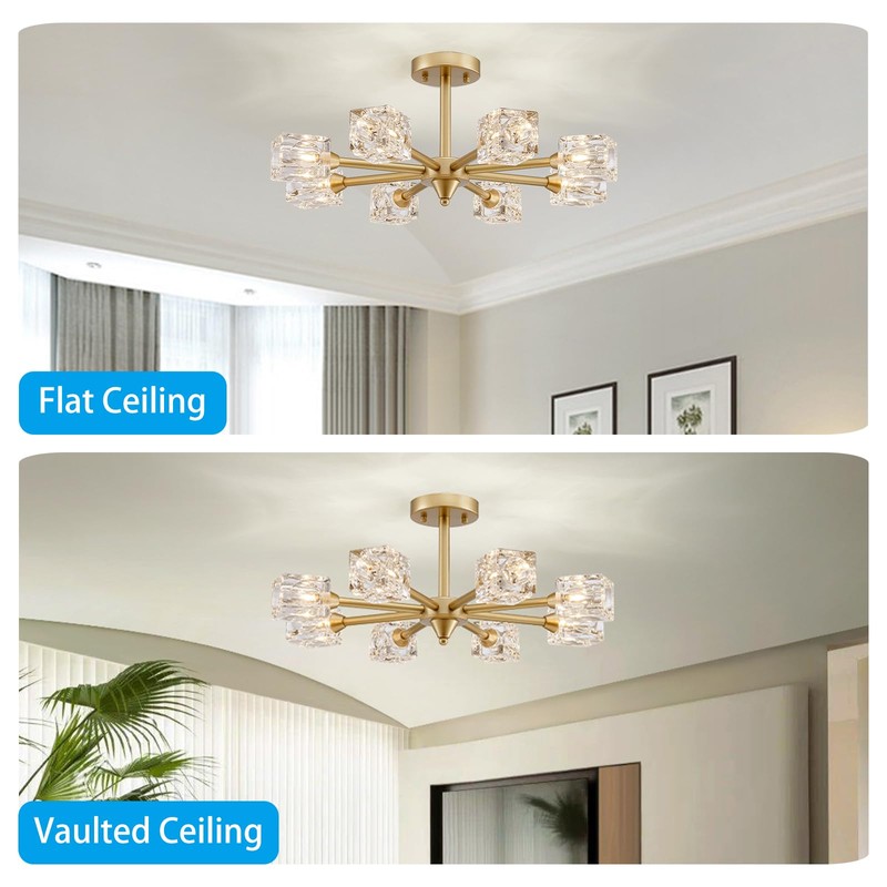 XINGQI 8-Light Semi Flush Mount Ceiling Light Fixture Modern Antique