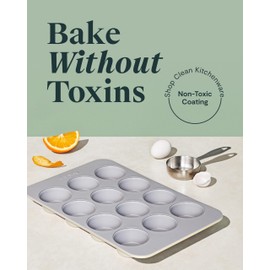 Caraway Nonstick Ceramic Muffin Pan Set - 2x 6 Cup & 1x 12 Cup – Non-Toxic, PTFE & PFOA Free – Aluminized Steel Core – For Baking Cupcakes, Muffins & More - Sage