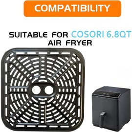 Nvkwca 6.8QT Air Fryer Rack for COSORI Pro III Dual Blaze Air Fryers, Upgraded Air Fryer Tray Grill Crisper Plate Pan Insert Grate Grid Shelf for 6.8QT COSORI Air Fryer, Nonstick, Dishwasher Safe