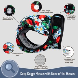 Tuiskusa Reusable Washable Dog Diapers Female, Highly Absorbent Doggie Diapers, Size Adjustable Puppy Diapers for Dog Period Panties(5 Pack)