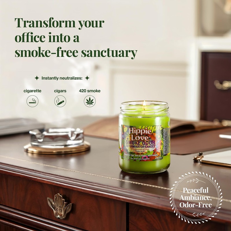 Smoke Odor Exterminator 13oz Jar Candle, Hippie Love