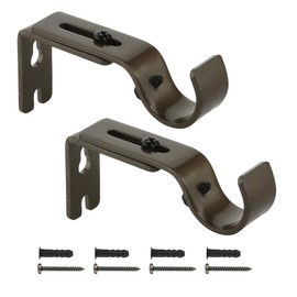 Cosmos Pack of 2 Adjustable Curtain Rod Holder Wall Mount Bracket Hooks Drapery Rod Bracket with Screws for Curtain Drapery Rod (Bronze)