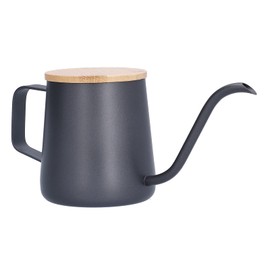 350ml Stainless Steel Coffee Pot Long Narrow Spout Manual Coffee Making Kettle with Bamboo Lid