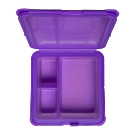 Big Bee, Little Bee - SoftShell Luncher Reusable Silicone Food Storage Container with Connected Clamshell Lid, Bento Style, Easy to Clean, Snaps Closed, Microwave, Freezer & Dishwasher Safe (Grape)