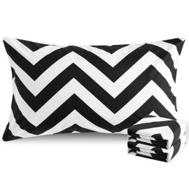 NTBAY King Chevron Pillowcases Set of 2, 1800 Thread Brushed Microfiber Black and White Chevron Pillow Cases, Super Soft and Cozy Envelope Closure 20x36 Pillowcases, 20x36 Inches