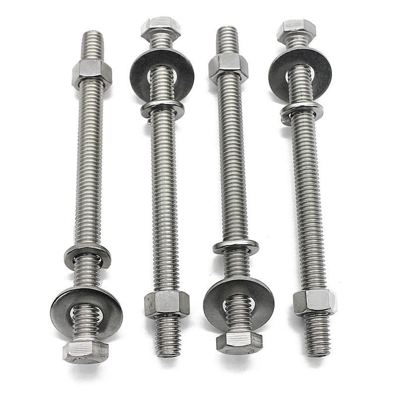 (4 Sets) 3/8-16x5 Stainless Steel Hex Head Screws Bolts, Nuts,