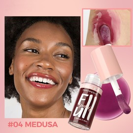 Moisturizing Lip Oil, No-Sticky Tinted Lip Gloss for Dry Lips Lip Balm Lip Care, Shiny and Vegan Tinted Lip Gloss 0.16OZ - 04 MEDUSA