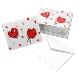 Playful Hearts Blank Note Cards - Valentine's Day Greeting Cards with Envelopes - 5.5"x4.25" (24 Pack)