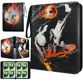 Card Binder for Football Cards, PU Leather Football Card Binder 4-Pocket Fits 400 Cards, Trading Card Binder Folders Book with 50 Removable Sleeves, Card Holder Case Collector Album