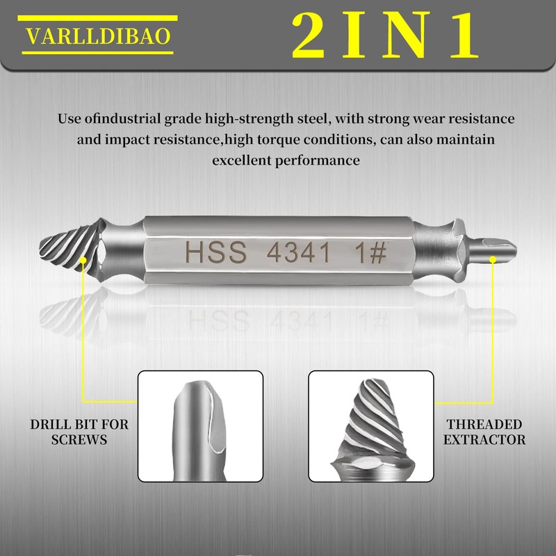 Varlldibao Gift for Man-10 PCS Damaged Screw Extractor Set,6 PCS