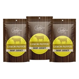 Jerky.com's Lemon Pepper Beef Jerky - 3 PACK - All-Natural, No Added Preservatives, No Added Nitrites or Nitrates - 7.5 total oz.