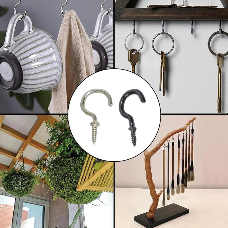 Aoktorkit 20Pcs Screw Hooks 1-1/4 Inch Ceiling Hooks Carbon Steel
