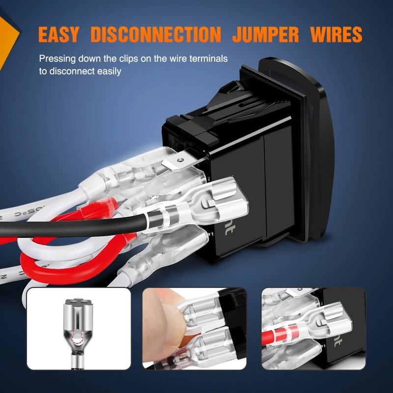 Nilight UTV Winch Rocker Switch Momentary 7 PIN DPDT LED