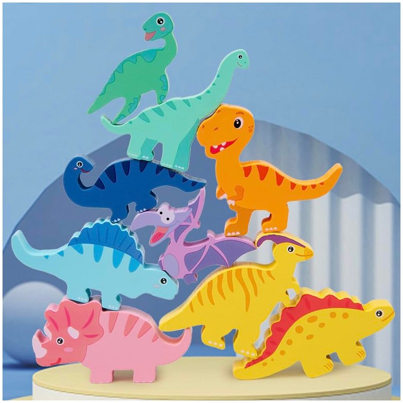 Shinse Dinosaur, Building Blocks, Balance Game, Stacking Toy, Enjoyable, Wood,