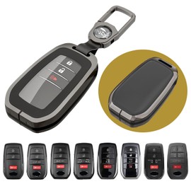 RAHALOY Keychain Fob Cover for Toyota - Zinc Alloy, Anti-Drop | Stylish Design | Compatible for Toyota Corolla, Tacoma, Highlander & Sienna 3/4/5 Buttons Smart Remote Keys Cover (Black-for Toyota A)