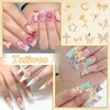 2 Boxes Gold Nail Charms, 3D Star Butterfly Nail Gold