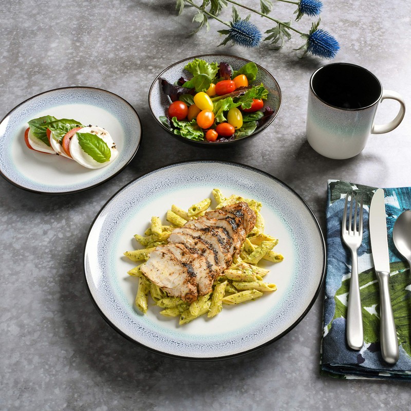 Gibson Elite Rings of Saturn Round Reactive Glaze Stoneware Dinnerware