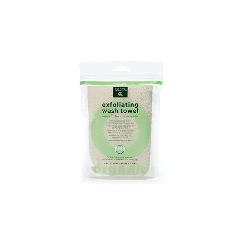Earth Therapeutics Organic Cotton Exfoliating Wash Towel with Straps