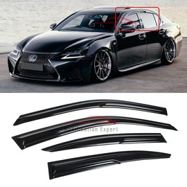Compatible with for Lexus 2013-2020 GS F GS350 GS450h JDM 3D Wavy Mugen Style Window Visors Rain Guards Deflecor