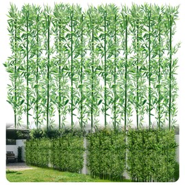 Giegxin 6ft 15 Pack Artificial Bamboo Tree Fake Bamboo Plant Waterproof Faux Privacy Plants with Silk Leaves for Indoor Outdoor Garden Fence Yard Home Courtyard Entrance Hotel