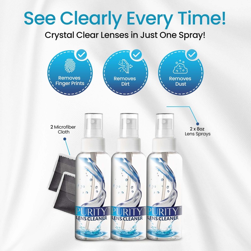 Purity Eyeglass Lens Cleaner Kit - 3 x 2oz Travel