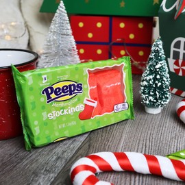 Needzo Stocking Marshmallow Peeps, Festive Christmas Candy Treats for Holiday Parties and Stockings (Pack of 5)