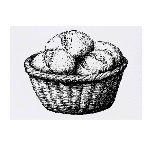 'Basket with Bread' Temporary Tattoo - Water Resistant, Skin-Safe, Non-Toxic