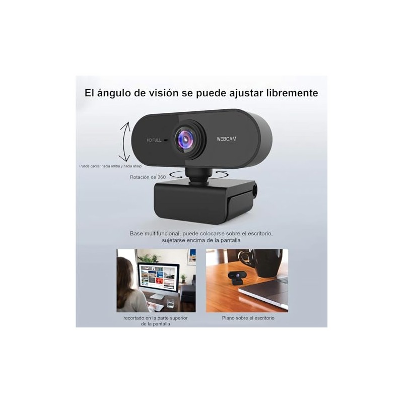 Autbye Cámara Web HD 1080p, Camara para PC con Microfono,