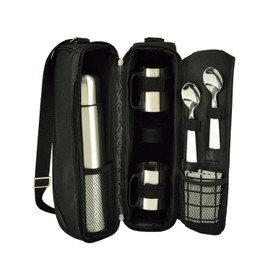 Picnic at Ascot Travel Coffee Tote for 2 Including Stainless Vacuum Flask, Cups and Teaspoons- Designed & Assembled in The USA