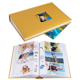 1DOT2 Photo Album 4x6 Hold 402 Photos with Memo Slip-in Pockets Photo Book, Linen Cover Picture Photo Albums with Writing Space for Wedding Family Baby Vacation Mother's Day Indian Yellow