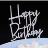 Decoración acrílica para tartas de feliz cumpleaños (espejo plateado)