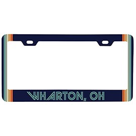 Wharton Ohio Car Metal License Plate Frame Retro Design