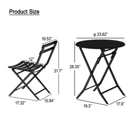NicBex 3 Pieces Patio Outdoor Dining Set with 1 Round Table and 2 Foldable Chairs Patio Table and Chairs Set Outdoor & Indoor Furniture Set for Backyard, Garden, Porch and Poolside, Yellow