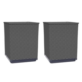 TREATLIFE HOME Sturdy and Versatile Planter Set for Garden and Balcony, Durable Polypropylene, 11.8" x 11.8" x 14.6", Set of 2, Black