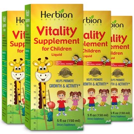 HERBION Naturals Vitality Supplement for Children, Promotes Growth and Appetite, Relieves Fatigue, Improves Mental & Physical Performance, for Kids 1 Year & Above, 5 Fl Oz (Pack of 4)
