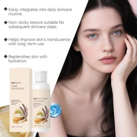 Tónico de Arroz, Tónico Lechoso Hidratante y Brillantador para el Rostro, con Niacinamida y Extracto de Arroz, Fórmula Ligera para Todo Tipo de Piel, para el Cuidado Facial Diario (100ml)