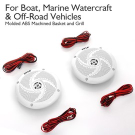Pyle Marine Speakers - 5.25 Inch 2 Way Waterproof and Weather Resistant Outdoor Audio Stereo Sound System with LED Lights, 180 Watt Power and Low Profile Slim Style - 1 Pair - PLMRS53WL