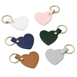 MinnowXY Set of 6 Colorful Heart Shaped Keychain Leather Love Pendant Keyring Stylish Key Rings Bag Accessory Chic Backpack Charm Leather, As Pic Shows