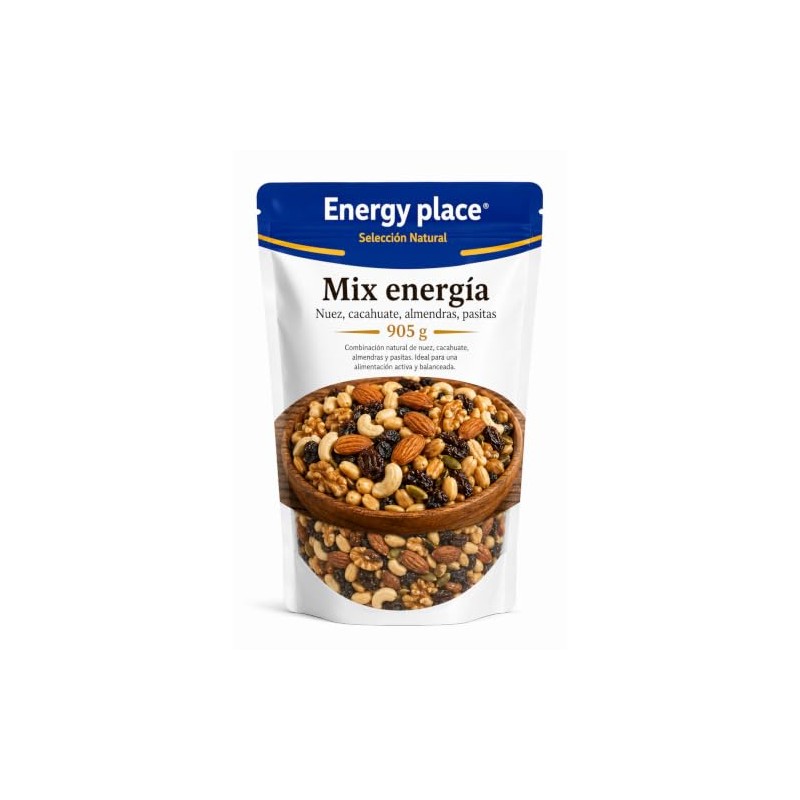 Mix Energía frutos secos: Nueces, Cacahuates, Almendras, Pasitas 905g